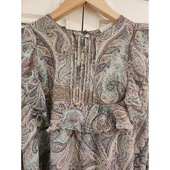 ZIMMERMANN Gemma Paisley Playsuit Romper Flutter Ruffle Sz 2 Silk Cute - Picture 3 of 11